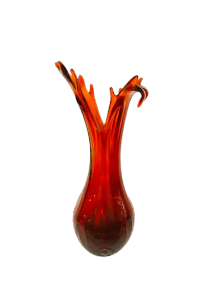 Vase en verre de Murano soufflé couleur Ambre