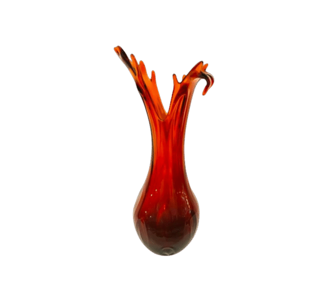 Vase en verre de Murano soufflé couleur Ambre