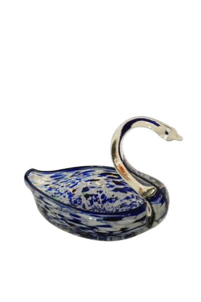Sculpture vide poche Cygne Murano Bleu Cobat & Blan
