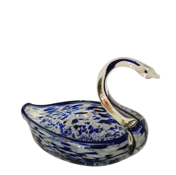 Sculpture vide poche Cygne Murano Bleu Cobat & Blan